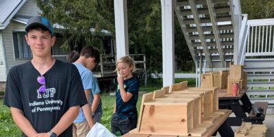 kids at an eagle scout project at powdermill nature preserve