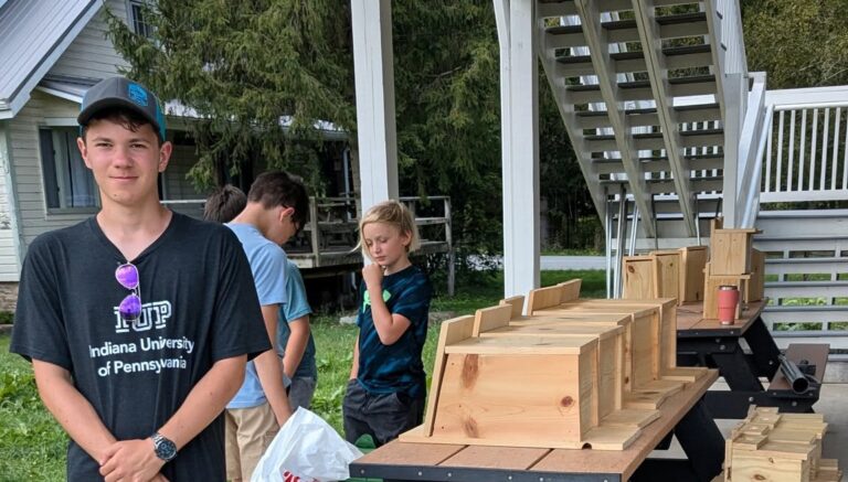 kids at an eagle scout project at powdermill nature preserve