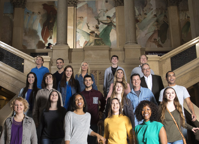 volunteers in the grand staircase
